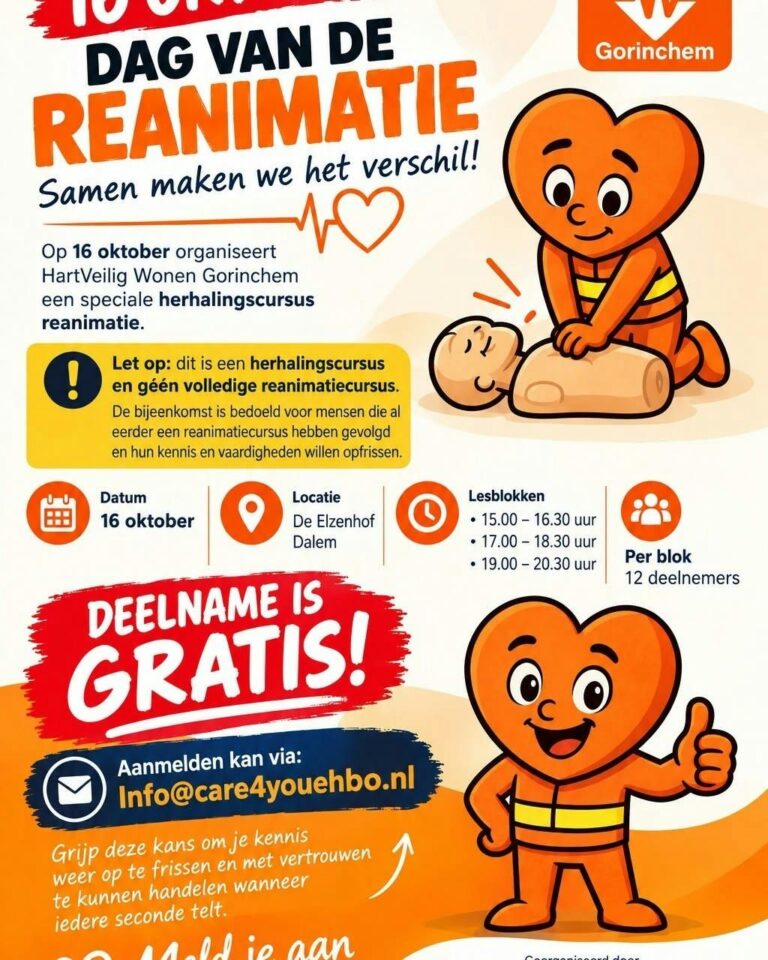 Doe mee aan de gratis reanimatie herhaling! — lezing in Gorinchem